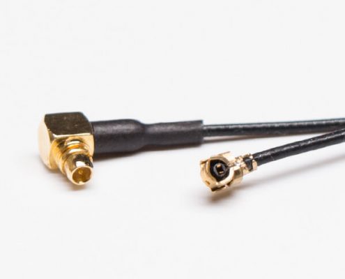 MMCX Coaxial Cable Angled PLug with RF 1.13 Black + IPEX