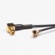 MMCX Coaxial Cable Angled PLug with RF 1.13 Black + IPEX