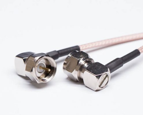 F-type Coaxial Aerial Cable Angled Solder to 75Ohm Brown RG179