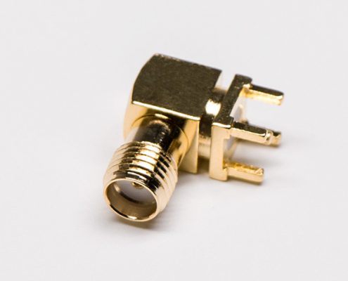 SMA Right Angled Connector Female Gold Plated Through Hole for PCB Mount