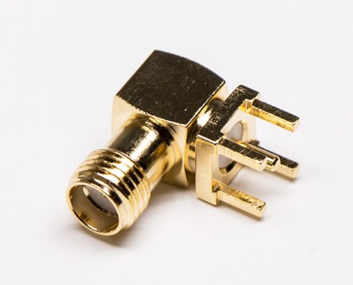 SMA Connector,Female/Jack,90°/Right Angled,Through Hole,Gold Plated,PCB Mount