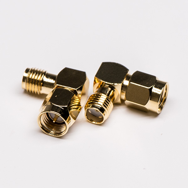 SMA Adapter,Female/Male,90°/Right Angled,Gold Plated