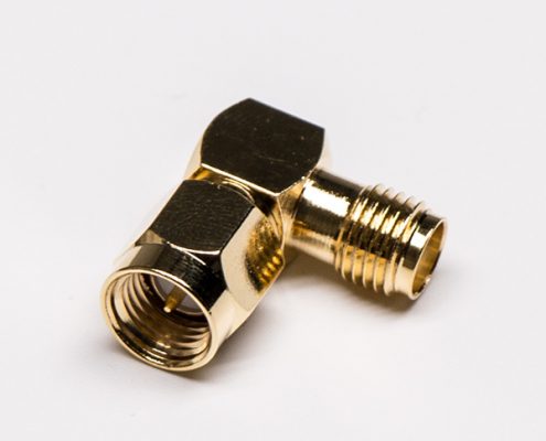 SMA Adapter,Female/Male,90°/Right Angled,Gold Plated